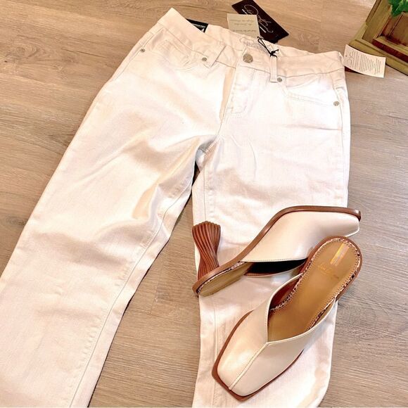 DIANE GILMAN FOREVER LUX SLIM BOOT WHITE DENIM JEANS 4 TALL NWT - Picture 4 of 16